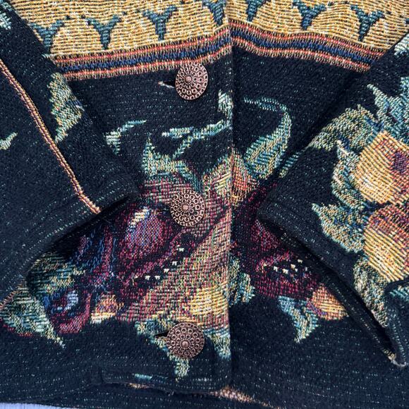 Sugar Street Weavers Tapestry Jacket OS Floral Fruit Boho Cottagecore USA - Picture 9 of 10